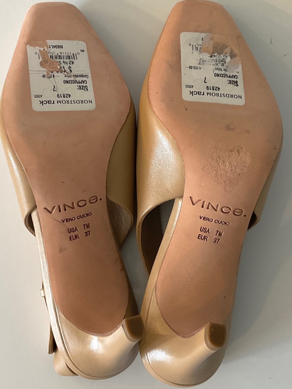 VINCE Leather Heels in Cappuccino Size 7 LIKE NEW - Picture 10 of 13